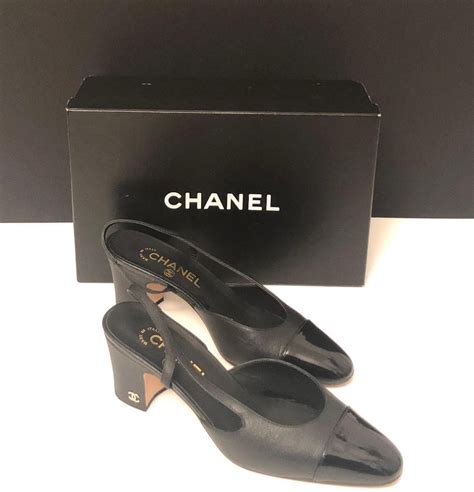 chanel mens shoes black and white|Chanel black aa slingback heel.